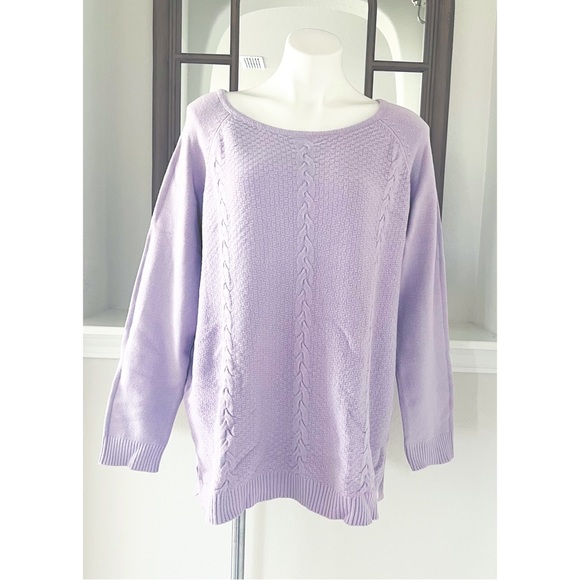 Red Crewneck Sweater Misty Lavender Pullover Plus Size XXL New with Tag - Picture 4 of 11